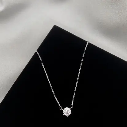 GARGANTILHA PONTO DE LUZ REDONDO FIXO MOISSANITE 6MM