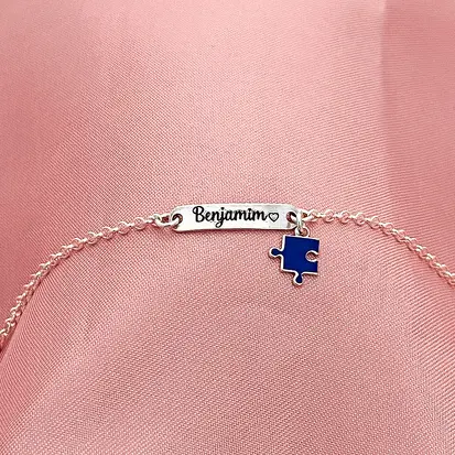 PULSEIRA NOME MINI PLAQUINHA + QUEBRA CABEÇA
