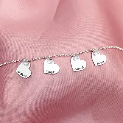 PULSEIRA PERSONALIZADA 4 CORAÇÃO PONTO DE LUZ