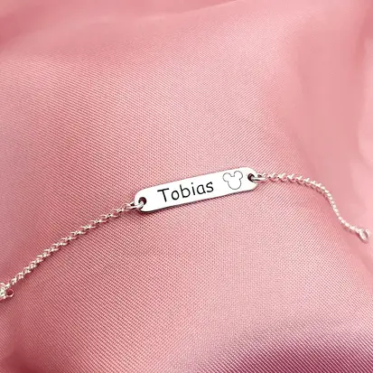 PULSEIRA NOME MINI PLAQUINHA MICKEY