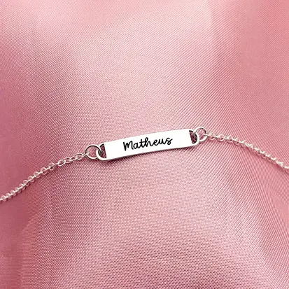 PULSEIRA INFANTIL PLAQUINHA LISA NOME