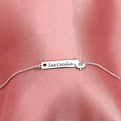 PULSEIRA ADULTO PLAQUINHA CORAÇÃO VAZADO + ESPÍRITO SANTO