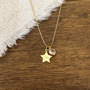 Gargantilha Ponto De Luz Pingente Estrela Personalizado