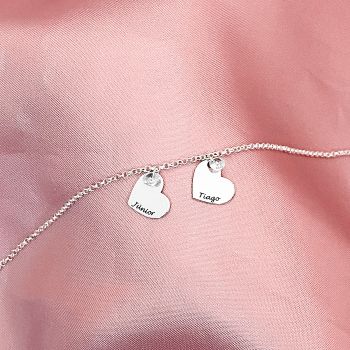 Pulseira Personalizada 2 Coração Ponto De Luz
