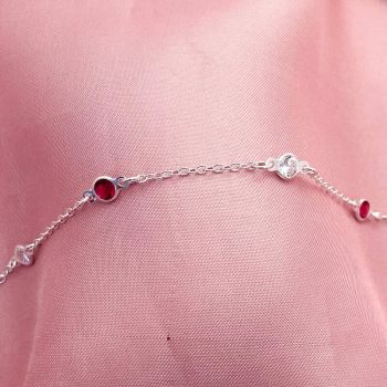 Pulseira 2 Zirconias Rosa 2 Zirconias Cristal