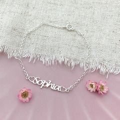 Pulseira Adulto Mini Nome Corações