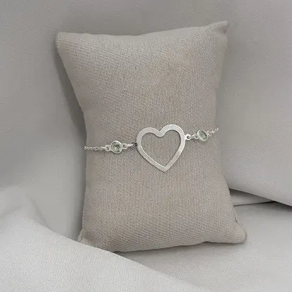 PULSEIRA 2 ZIRCONIAS AZUIS 1 CORAÇAO VAZADO