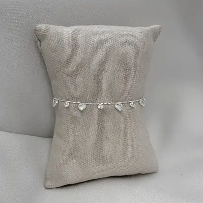 PULSEIRA 4 CORAÇÃO ZIRCONIAS E 5 ZIRCONIAS BOLINHA FIXA