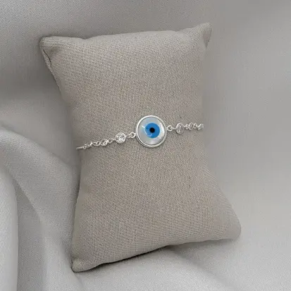 PULSEIRA OLHO GREGO G 3 ZIRCONIAS C/LADO 4 E 3MM