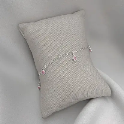 PULSEIRA ZIRCÔNIAS PENDURADAS ROSA INFANTIL
