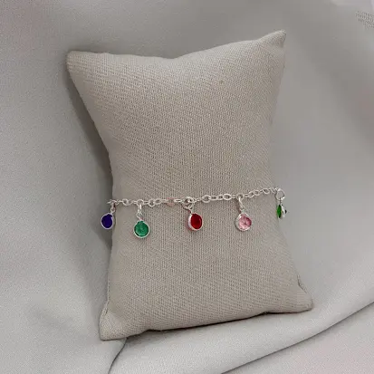 PULSEIRA 9 ZIRCONIAS COLORIDAS PENDURADAS