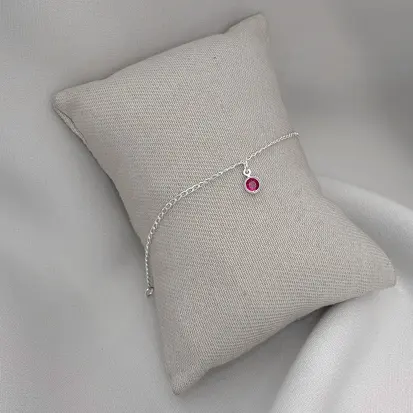 PULSEIRA INFANTIL ZIRCONIA ROSA PINK PENDURADA