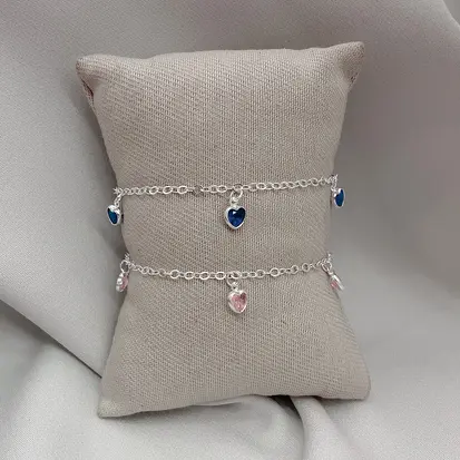PULSEIRA 5 CORAÇÕES ZIRCONIAS EMBUTIDO