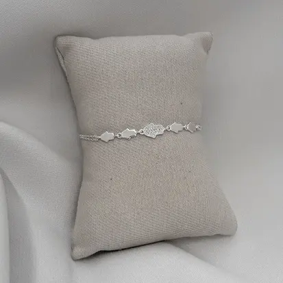 PULSEIRA 5 MAOS DE FATIMA MEIO CRAVEJADO