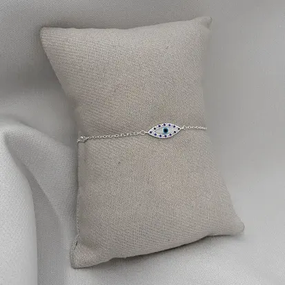 PULSEIRA NAVETE OLHO ZIRCÔNIAS AZUL/CRISTAL