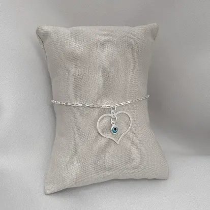 PULSEIRA CORAÇÃO VAZADO OLHO GREGO