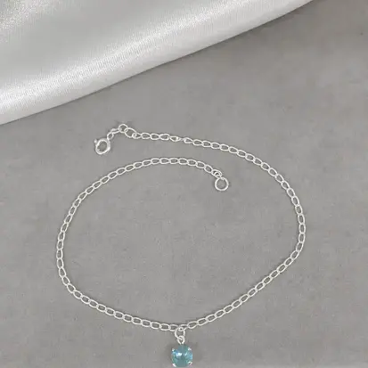 TORNOZELEIRA 1 ZIRCONIA AZUL PENDURADA